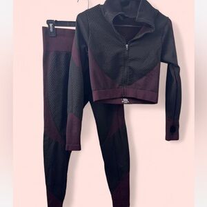 Black and Burgundy Activewear Set